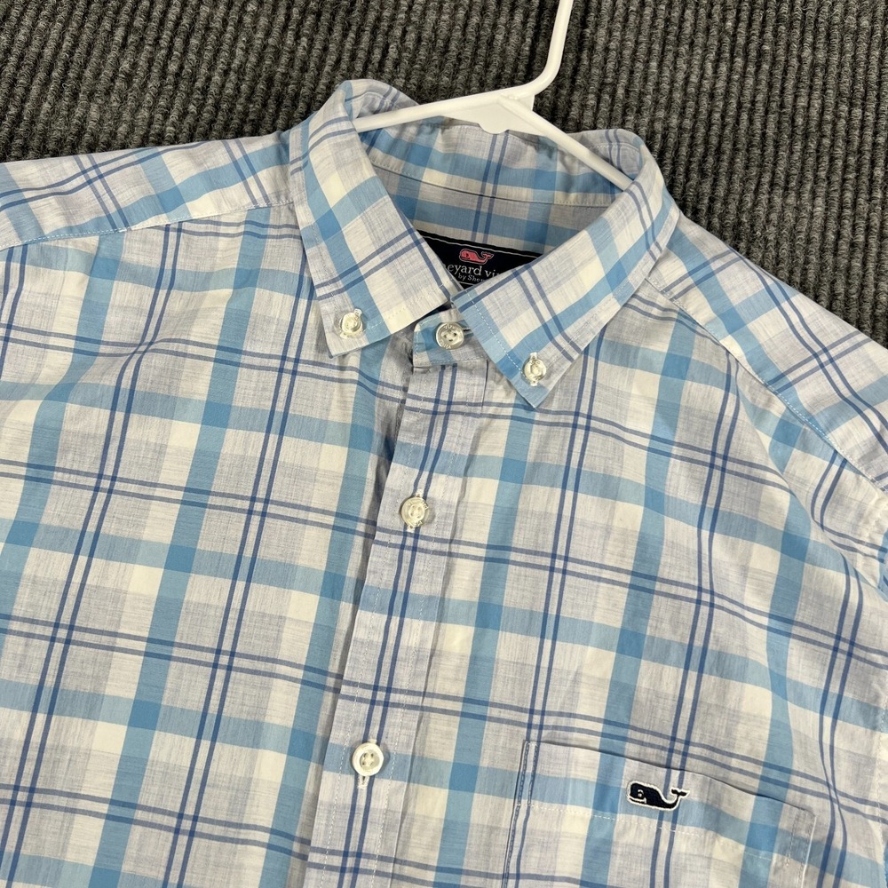 Vineyard Vines Tucker Shirt Mens Medium Blue Plaid Long Sleeve Button Down‎
